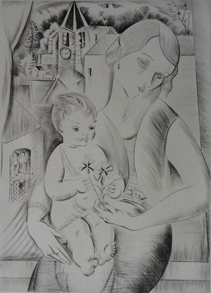 Mily Possoz, Mère et son enfant, Etching
