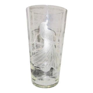 Czechoslovakian Glass Vase With Etched Dancer For Sale