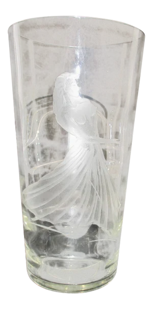 Czechoslovakian Glass Vase With Etched Dancer