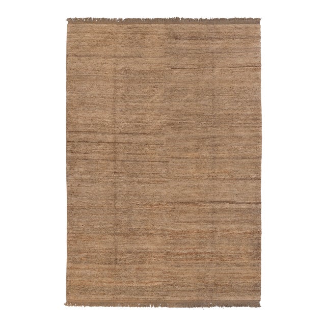 High Quality Hand Knotted Tan Natural Jute Loop Pattern Solid Rug 10x14Ft. For Sale