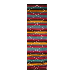 Vnitage Persian Kilim Handmade Multicolor Tribal Wool Runner