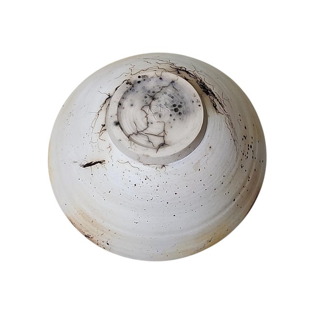 1970s Vintage Studio Pottery Raku Horsehair Large Decorative Bowl For Sale - Image 5 of 6