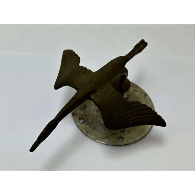 1930s Art Deco British Brass Flying Stork Bird Car Mascot Figurine For Sale - Image 9 of 11