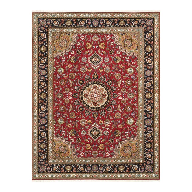 Pasargad Home Tabriz Silk & Wool Area Rug, 5' 1" X 6'11", Red For Sale