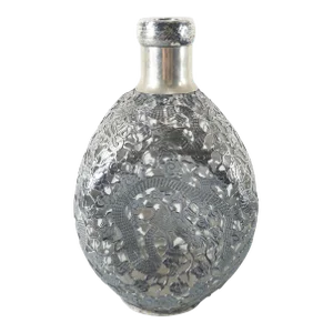 Early 20th Century Chinese Export Sterling Silver Overlay Pinch Bottle