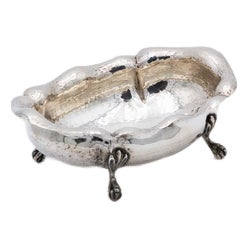 Hammered Silver Candy Box with Four Raised Support Feet For Sale