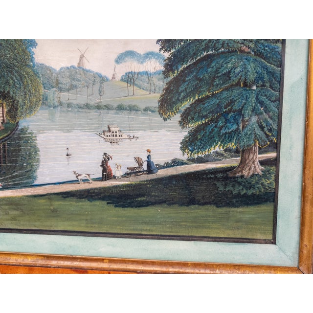 Green 19th Century English Victorian Exquisite Gouache Landscape Painting of Park Setting For Sale - Image 8 of 18
