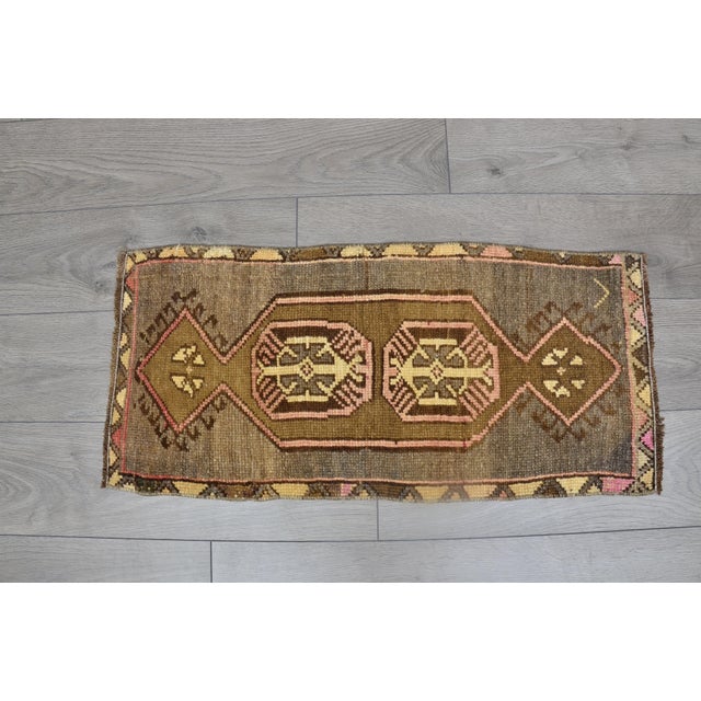 Art Deco 1960s Turkish Small Door Mat Rug For Sale - Image 3 of 6