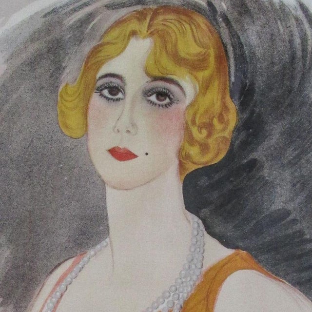 Yellow Vintage Poster Marcel Vertes Simone Frevalles Dans La Malibran 1923, Framed For Sale - Image 8 of 9