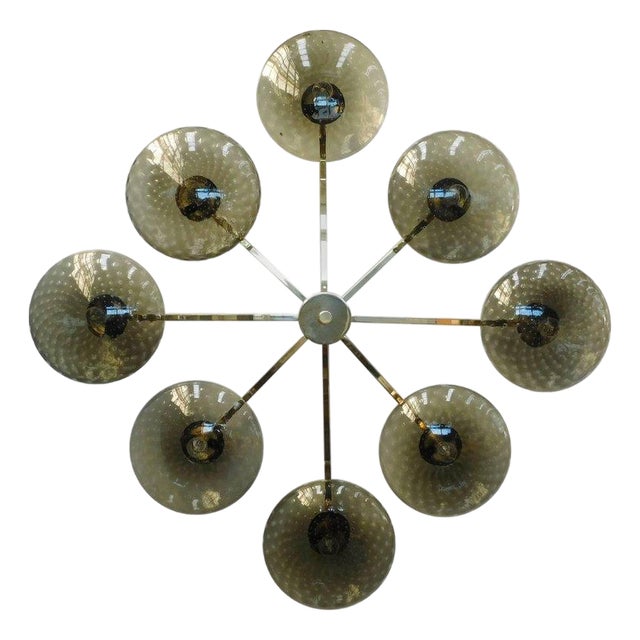 21st Century Otto Polished Brass Smoky Bubbles Murano Glass Flush Mount by Fabio LTD For Sale