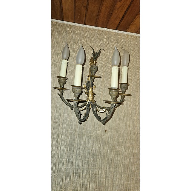 Empire Two-Color Bronze Wall Lights, Set of 2, in Flawless conditions. Designed 1920 to 1949 Up to 250V (Europe/UK...