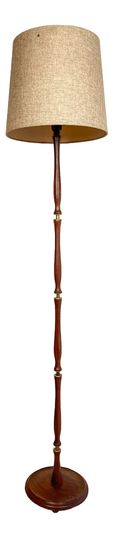 Mid-Century Danish Teak and Brass Floor Lamp, 1960s