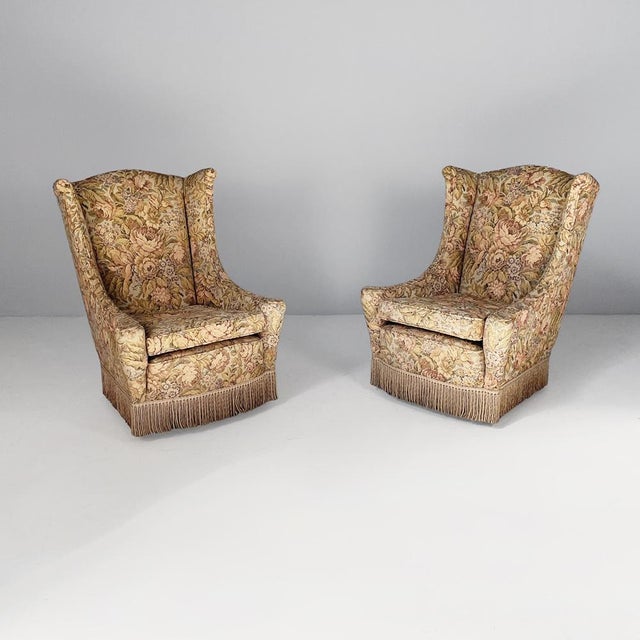 Mid-Century Modern Italian Armchairs in Wood and Fabric, 1950s, Set of 2 For Sale - Image 11 of 11