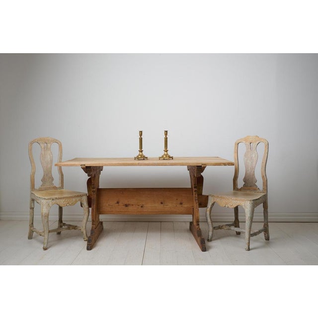 Antique Northern Swedish Pine Handmade Trestle Desk For Sale - Image 4 of 15
