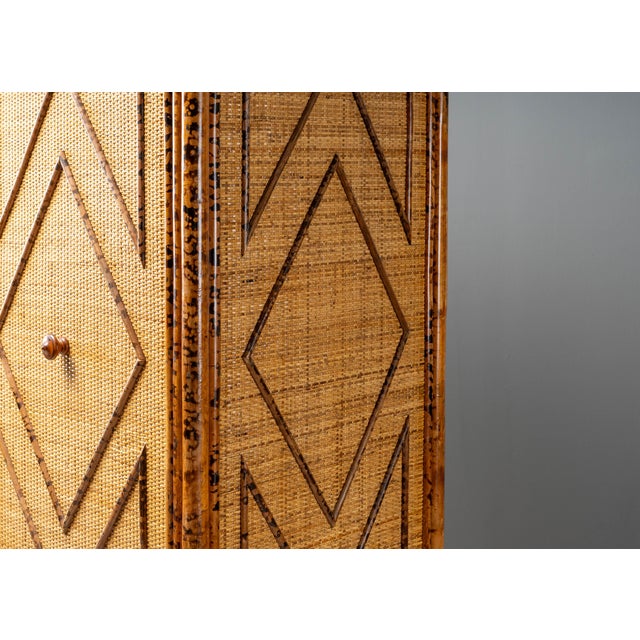 1970s Tortoiseshell Bamboo & Rattan Wardrobe For Sale - Image 15 of 18