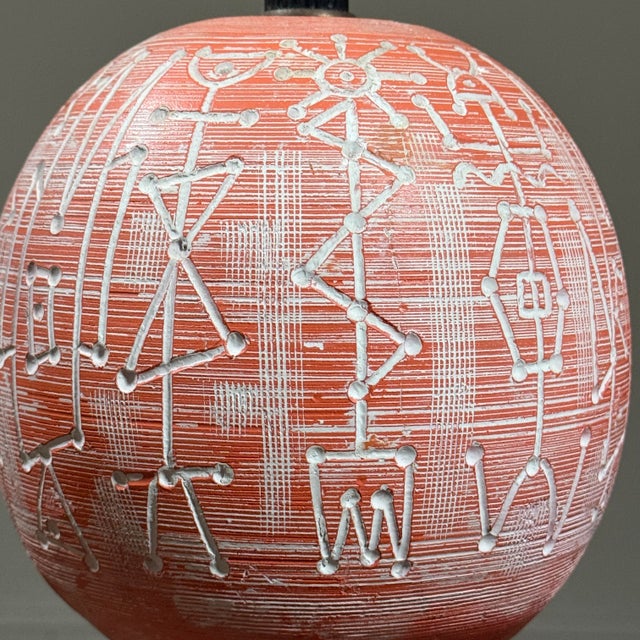 Pair of Modernist Vintage Pink Carved Ceramic Lamps With Wire Stands For Sale In Philadelphia - Image 6 of 10