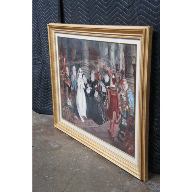 Early 20th Century Set of 2 Vintage Elizabethan 16th Century Court Scene Framed Prints 41" For Sale - Image 5 of 12