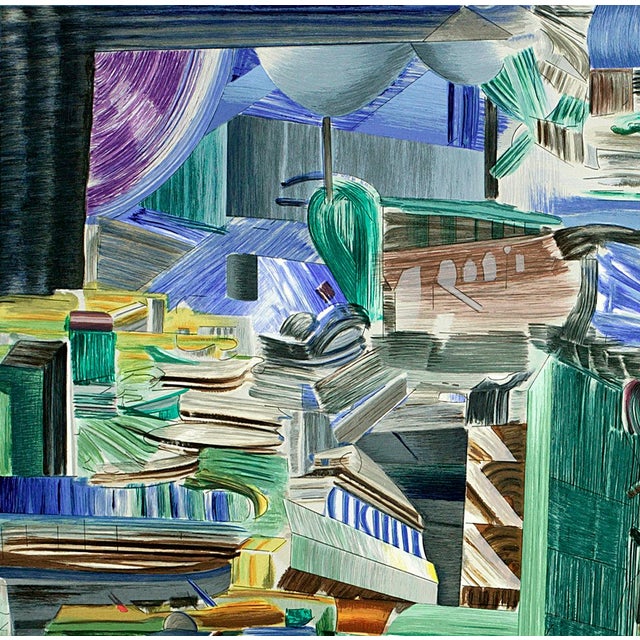 Artist: Larry Dinkin Title: Urban Tilt Year: 2004 Signed: Yes Medium: Serigraph Paper Size: 42 x 44 inches ( 107 x 112 cm...