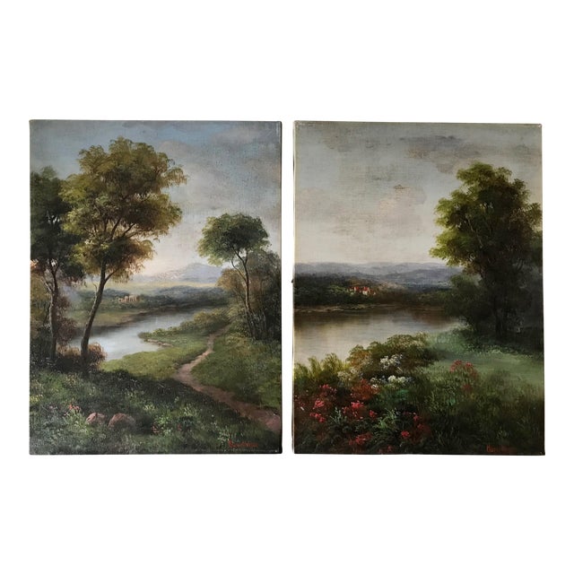 Humphrey Original Oil Landscape Paintings A Pair Chairish