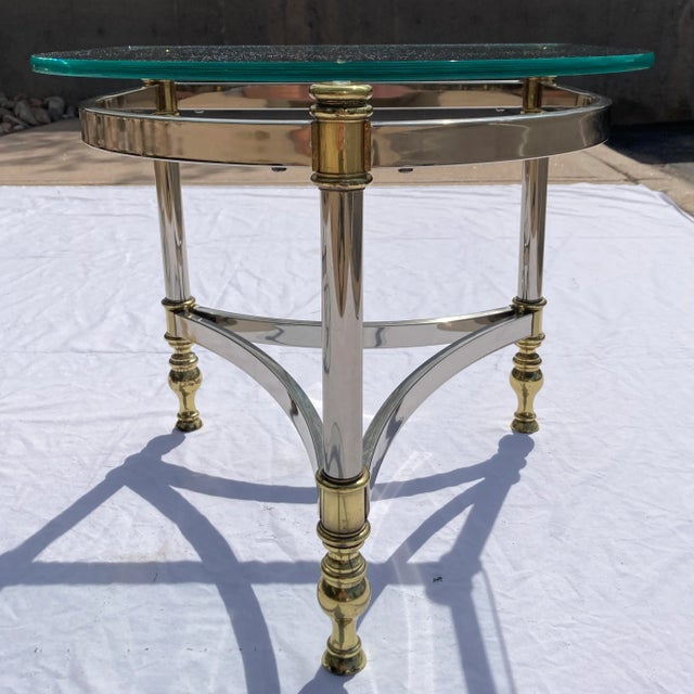 Jansen Style Chrome & Brass Demi-Lune End Tables in Baguès For Sale - Image 12 of 13