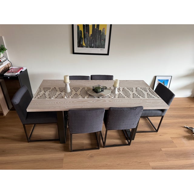 West Elm West Elm Tompkins 74-Inch Dining Table - Winter Wood / Steel For Sale - Image 4 of 9