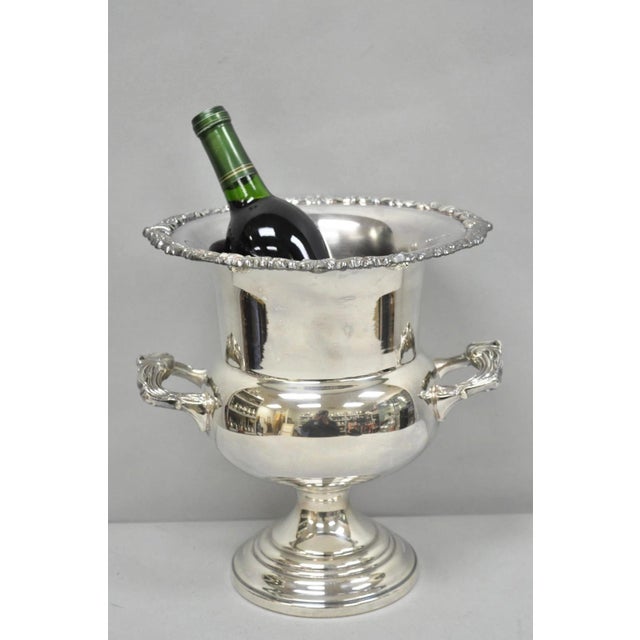 Vintage Sheridan Silver Plated Trophy Cup Urn Champagne Chiller Bar Ice Bucket. Circa Mid 20th Century. Measurements: 11"...