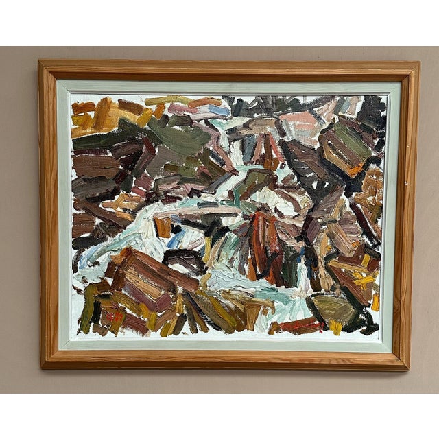 Mid-Century Modern Olle Blomberg, Waterfall, 1972, Oil on Canvas, Framed For Sale - Image 3 of 18
