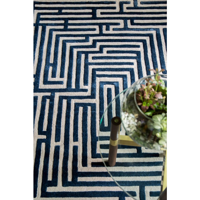 Not Yet Made - Made To Order Anatolia Hand-Tufted Maze Rug, Blueberry Blue, 9x12 For Sale - Image 5 of 6