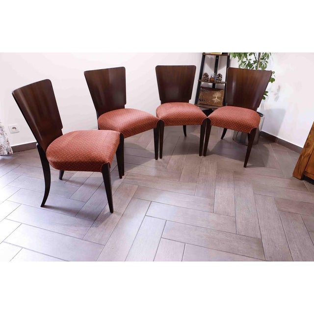 Brown H-214 Lollipop Dining Chairs by Jindřich Halabala for Up Závody, 1930s, Set of 4 For Sale - Image 8 of 11
