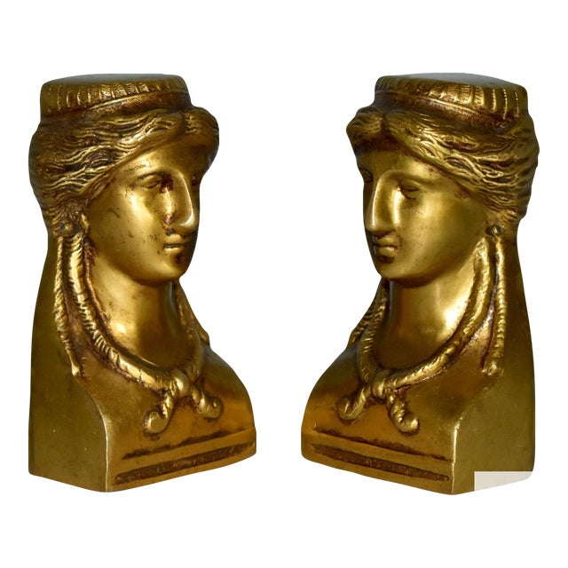 Antique French Empire Brass Ormolu Mounts of Female Figures For Sale