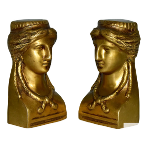 Antique French Empire Brass Ormolu Mounts of Female Figures