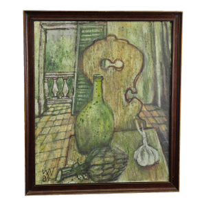 Impressionistic Still Live Oil Painting With Kitchen View