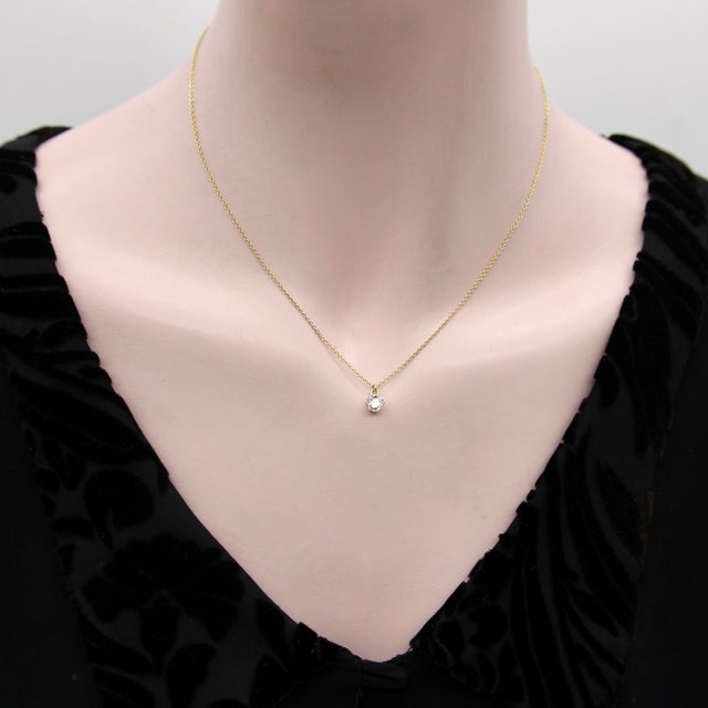 Gold 1910s 0.60 Carat Antique Old European Cut Diamond and 14k Gold Necklace For Sale - Image 8 of 10