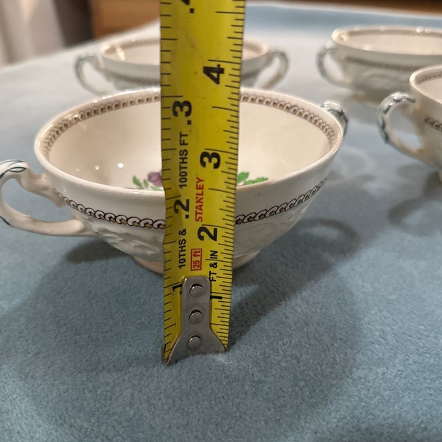 Spanish Early 20th Century Wedgwood Windermere Patrician Pattern Handled Soup Bowl - Set of 4 For Sale - Image 3 of 7