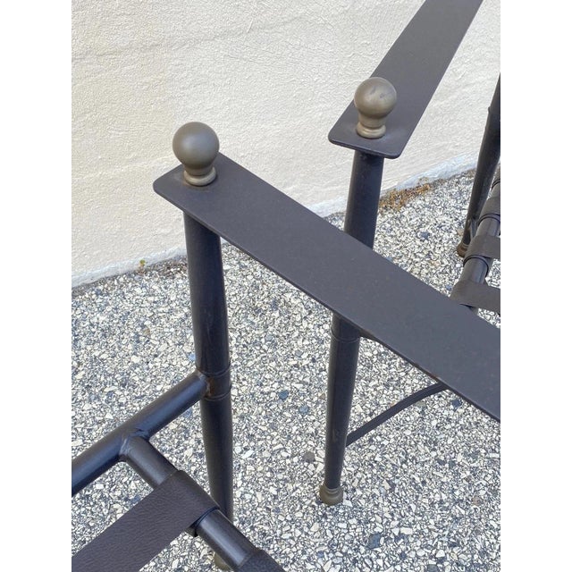 Late 20th Century Neoclassical Regency Aluminum & Steel Metal Outdoor Patio Arm Chair - Set of 4 For Sale In Philadelphia - Image 6 of 12