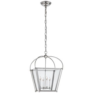 Chapman & Myers for Visual Comfort Signature Riverside Small Square Lantern in Polished Nickel with Clear Glass For Sale