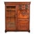 Antique Victorian Carved Oak Smoker's Display Cabinet With Drop Front Desk, Circa 1900 For Sale