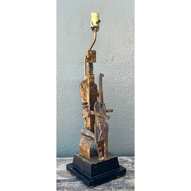 Metal Vintage Cubist Figural Lamp For Sale - Image 7 of 12