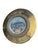 A funky pottery wall hanging plate titled, 'Hard to Hold on to' & signed by the artist. Gold rim and bright, colorful design.