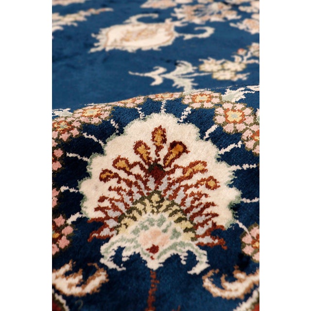 Traditional Pasargad Home Tabriz Blue Art Silk Area Rug, 5' 0'' X 8' 0'' For Sale - Image 3 of 6