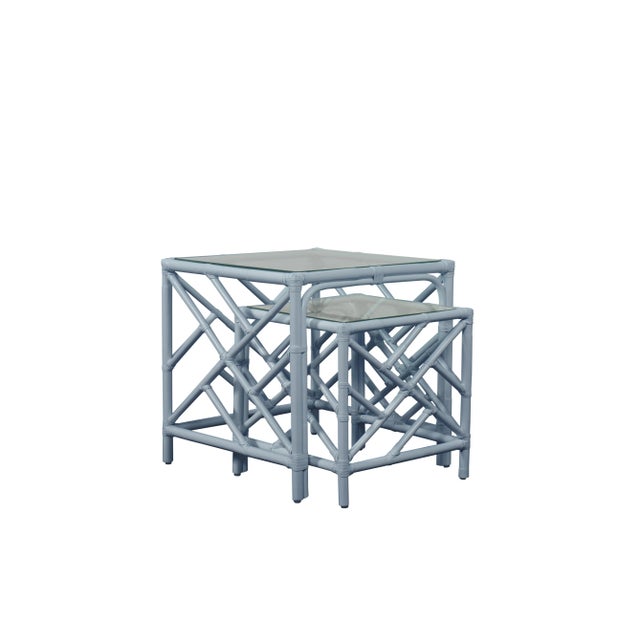 David Francis Chippendale Nesting Tables - Blue For Sale - Image 4 of 4