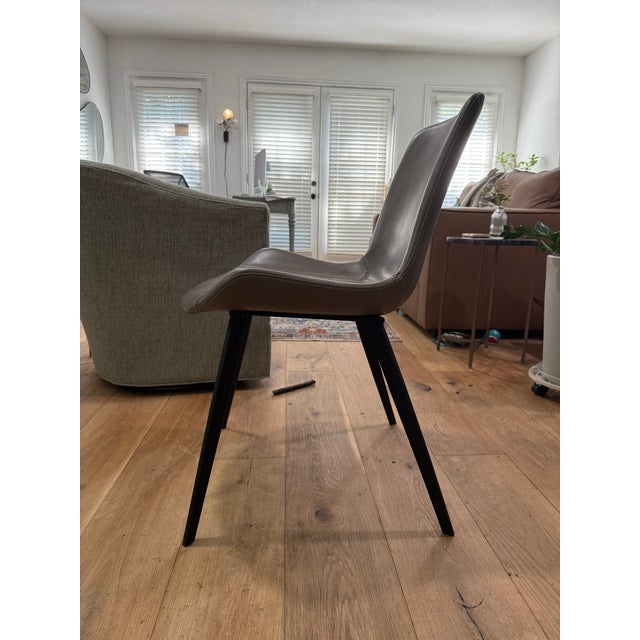 Modern Gage Faux Leather Dining Chairs For Sale - Image 3 of 4