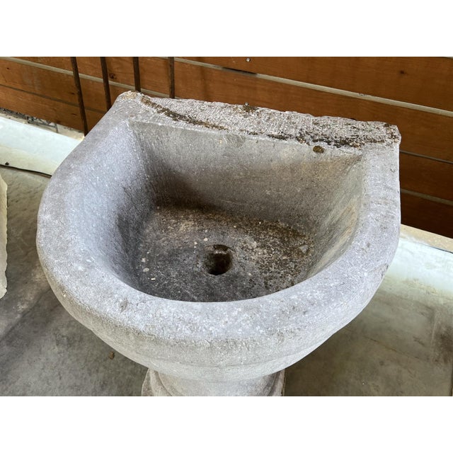 Stone Gray 19th Century Two-Piece French Wall Fountain Basin in Burgundian Bluestone For Sale - Image 8 of 18