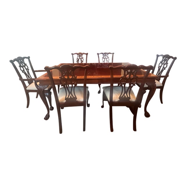 Ethan Allen Mahogany Dining Room Table and Chairs For Sale