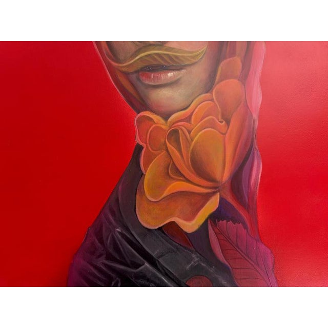 Natasha Lelenco, Anthropomorphic Floral Portrait Painting with Hybrid Face and Botanical Motifs, 2026, Acrylic Painting For Sale - Image 6 of 10