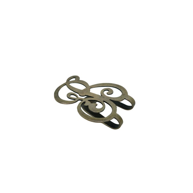 Antique sterling silver money clip / bookmark / or napkin ring holder. Stylized letter B or R. Dimensions: 1.75" x 1.25" x...
