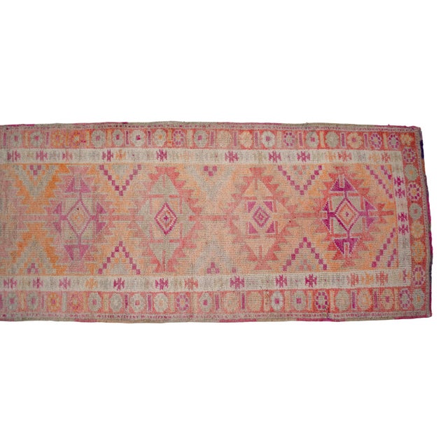 Tribal Low Pile Faded Oushak Runner Rug 2′9″ × 13′10″ For Sale - Image 9 of 12