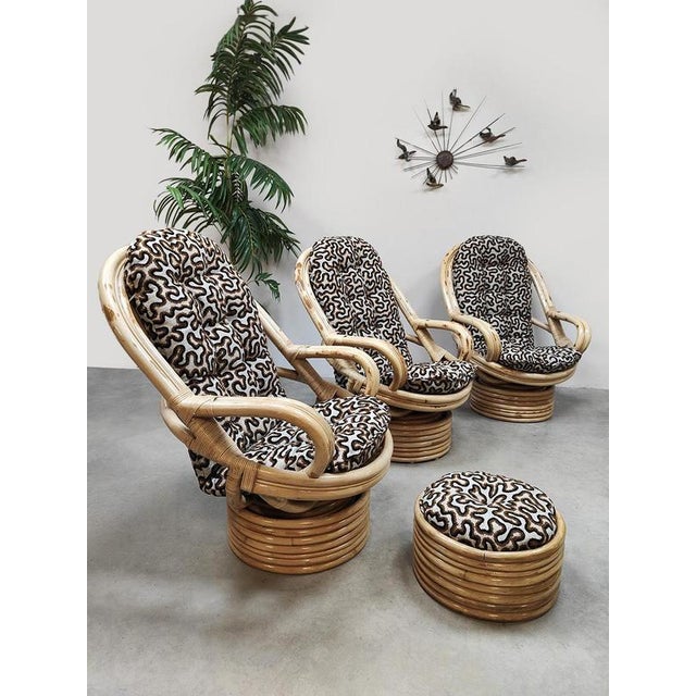 1970s Vintage Bamboo Lounge Swivel Tilt Chairs from Axel Enthoven, 1970s For Sale - Image 5 of 9
