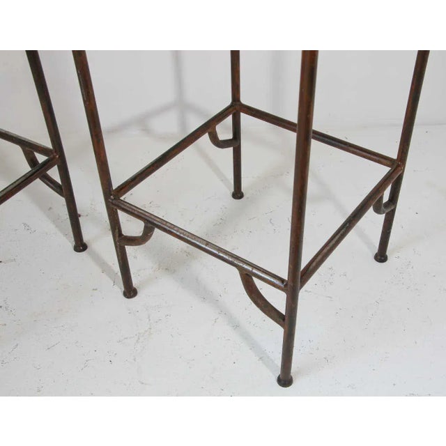 Set of 2 Spanish Revival Hand-Forged Wrought-Iron Barstools, Mexico, Circa 1990 For Sale - Image 9 of 14