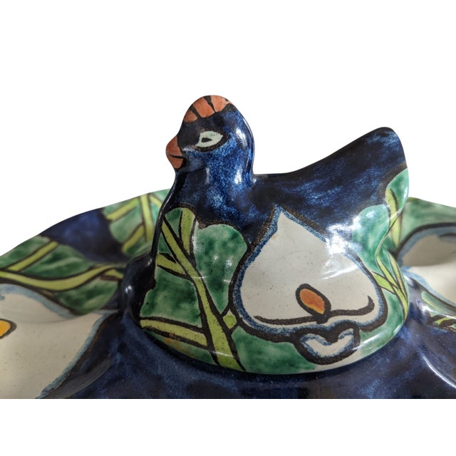Ceramic Vintage Mexican Pottery Rooster Deviled Egg Serving Dish For Sale - Image 7 of 10